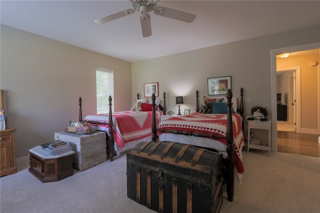 bedroom featuring carpet and ceiling fan