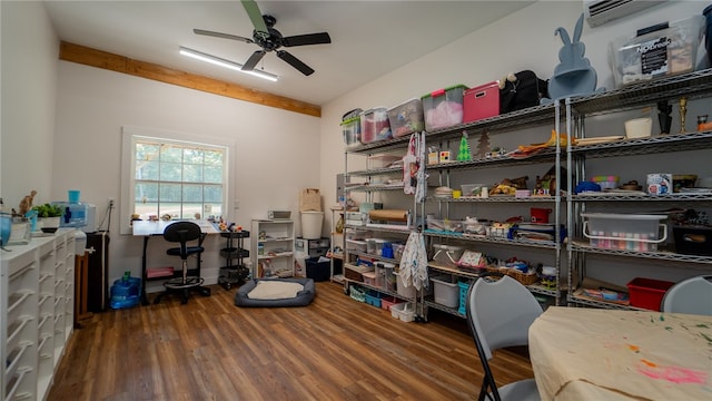 storage area with ceiling fan