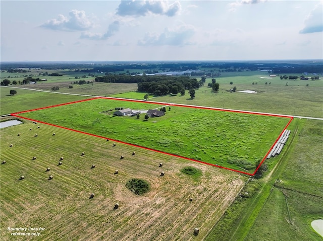 aerial view featuring a rural view