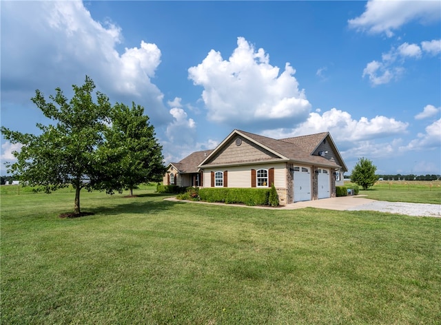 craftsman house with a garage and a front yard