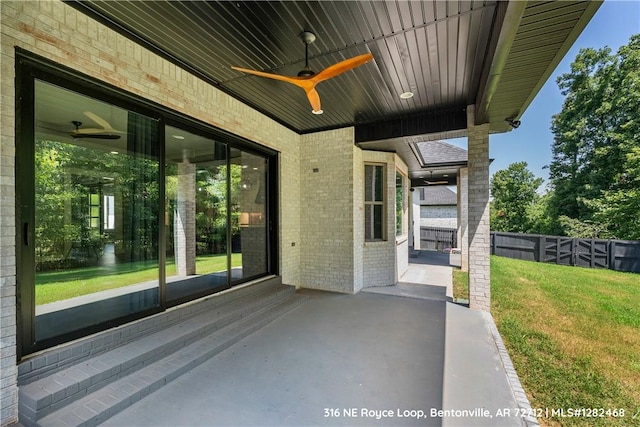 view of patio with ceiling fan