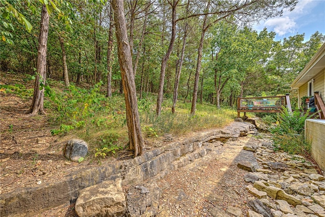 view of yard with a wooden deck