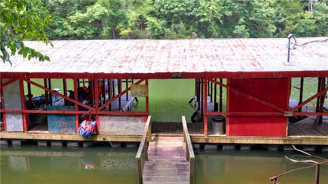 view of dock featuring a water view