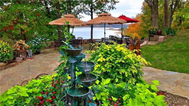 view of yard featuring a patio and a gazebo