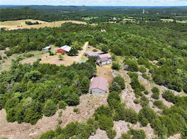 drone / aerial view with a forest view