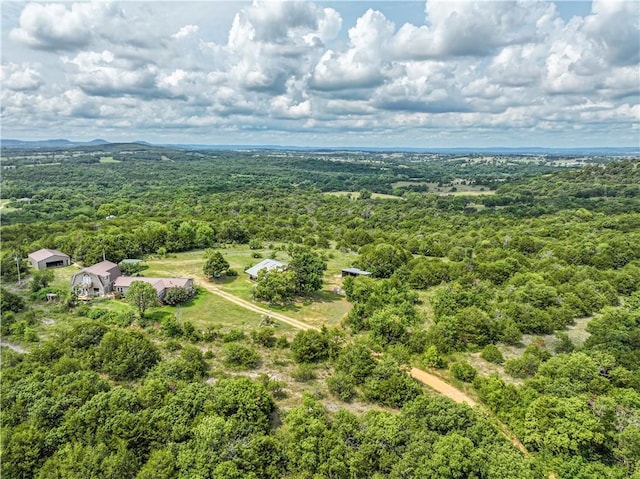 bird's eye view featuring a forest view