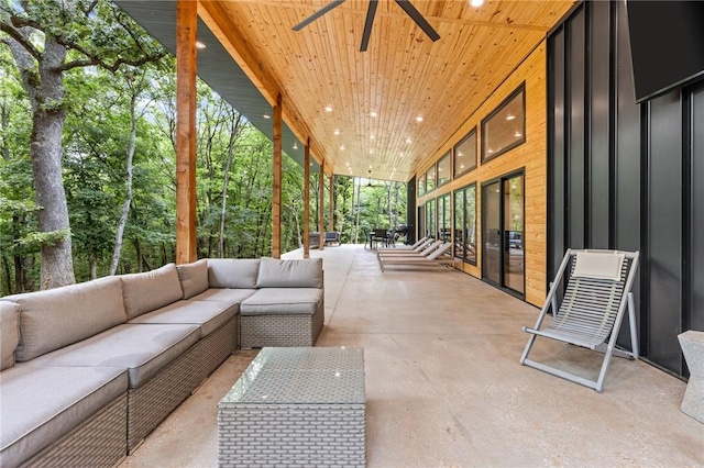 view of patio / terrace with outdoor lounge area and ceiling fan