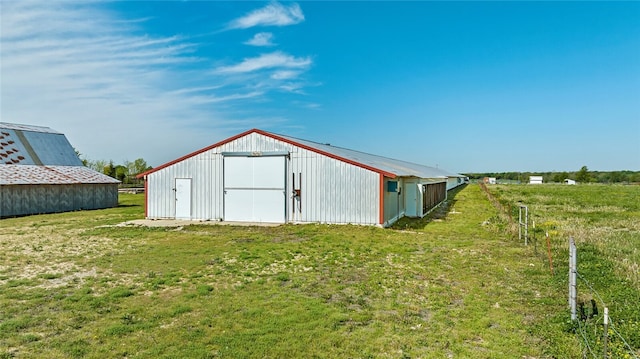 view of outbuilding with a lawn