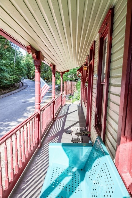 wooden deck with covered porch