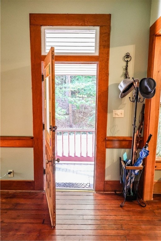 doorway featuring hardwood / wood-style floors