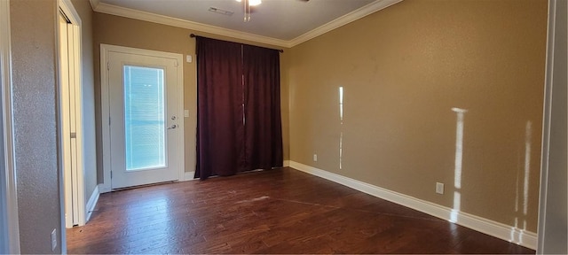 3810 Rainbow Farm Rd, Bentonville, AR 72713 - unfurnished room with ornamental molding and dark wood-type flooring