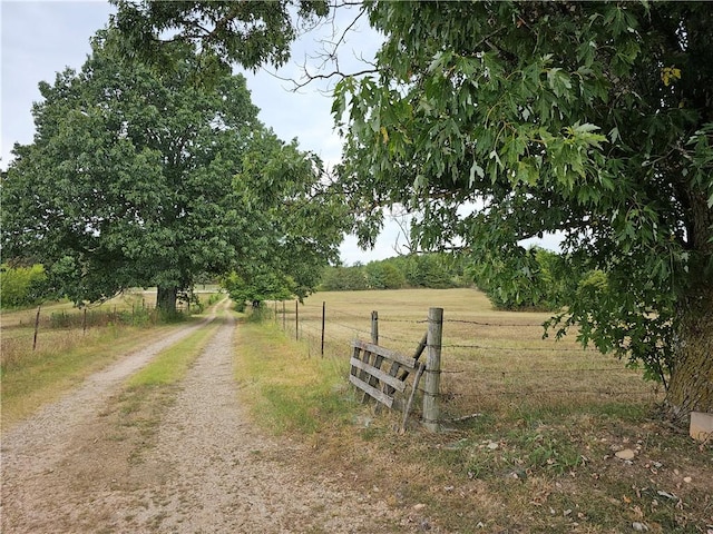 view of road with a rural view