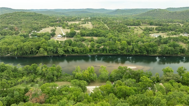 aerial view with a water and mountain view