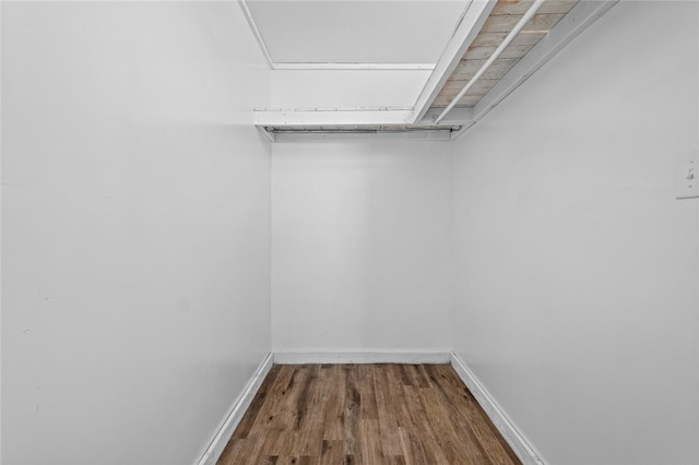 walk in closet with wood-type flooring