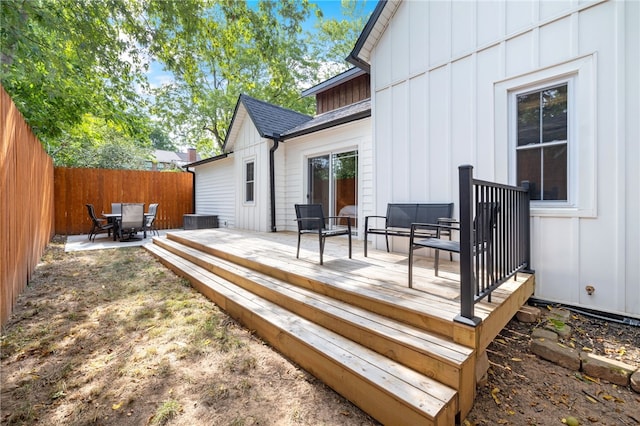 wooden deck featuring fence private yard