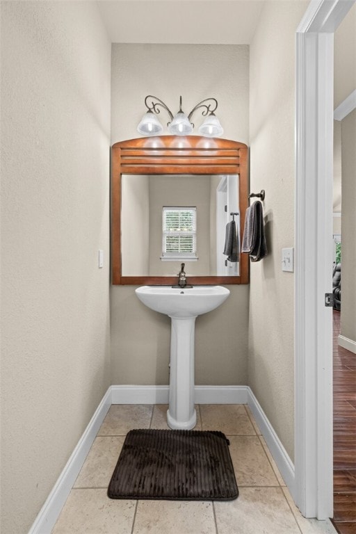 bathroom featuring hardwood / wood-style flooring