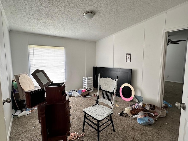 11121 Wolf Track Rd, Summers, AR 72769 - carpeted bedroom featuring a textured ceiling and a decorative wall