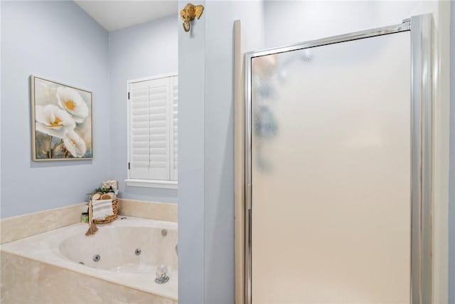 bathroom with plus walk in shower