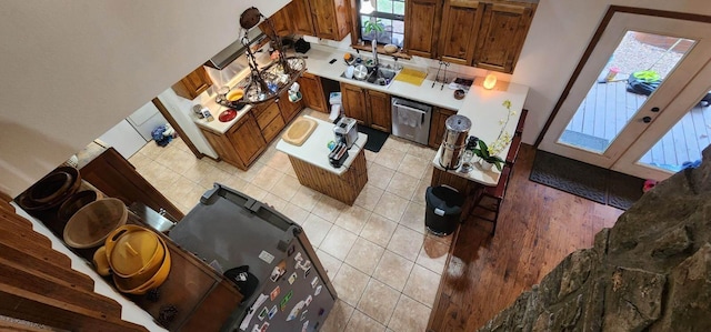 living area with light tile patterned floors
