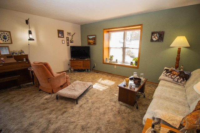 living room featuring carpet flooring