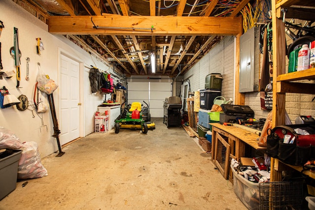 garage with electric panel