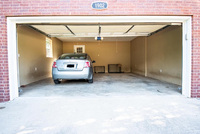 garage with a garage door opener