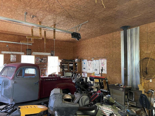 garage with a garage door opener