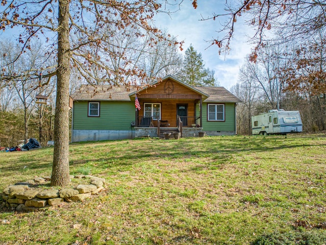 view of front of property with a front lawn and a porch