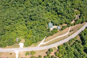 aerial view with a wooded view