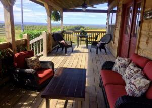 wooden deck featuring ceiling fan