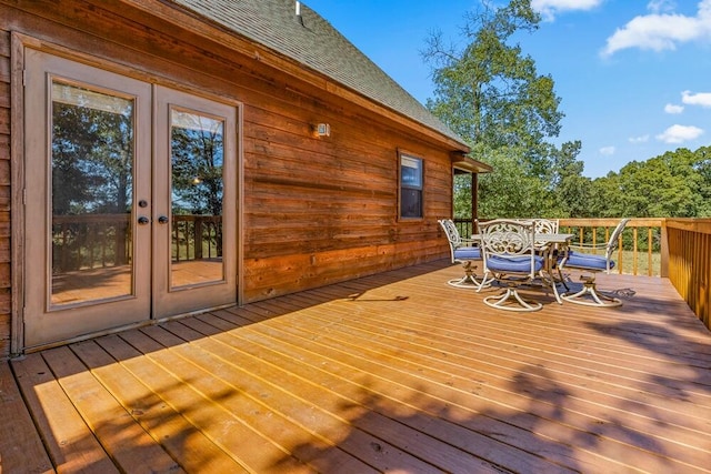 wooden deck with french doors