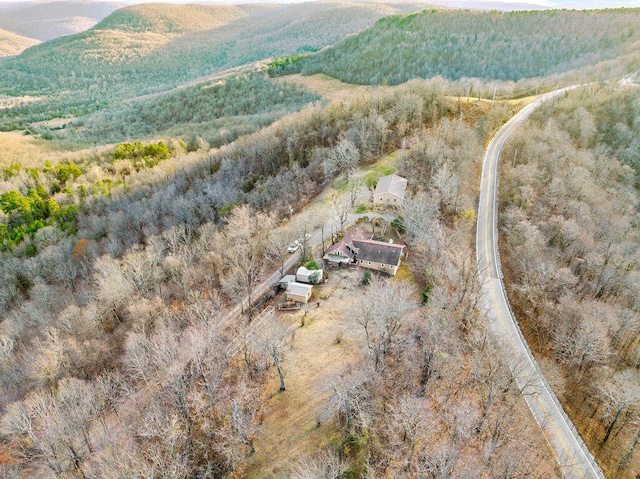 bird's eye view with a mountain view