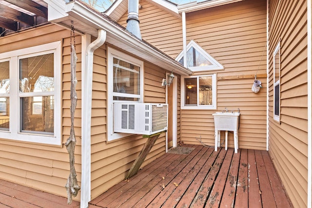 wooden terrace with cooling unit