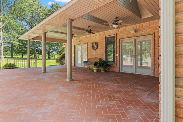 view of patio with ceiling fan