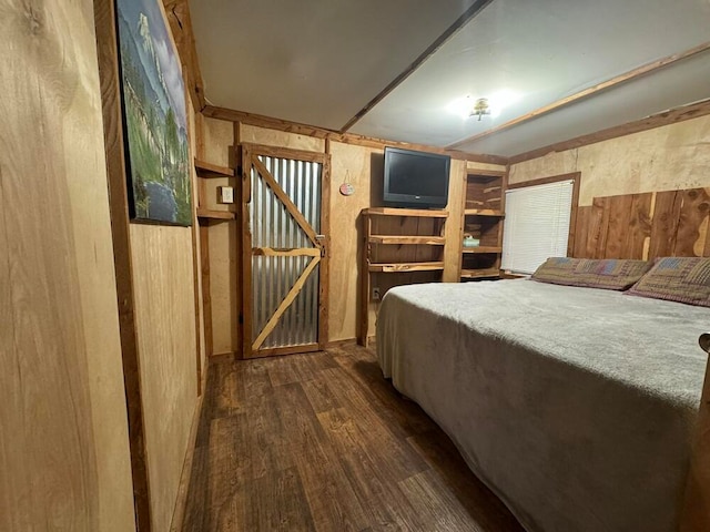 bedroom featuring dark wood-type flooring