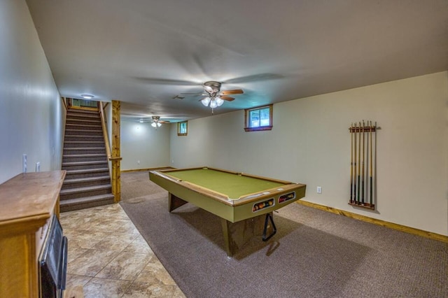 game room with billiards and baseboards