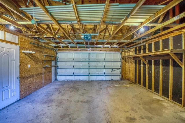 garage with a garage door opener