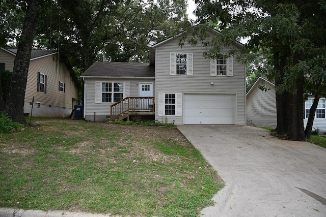 split level home with a front lawn