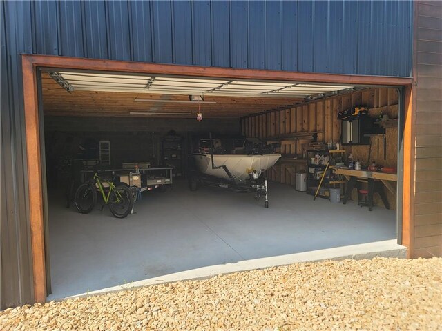 view of garage