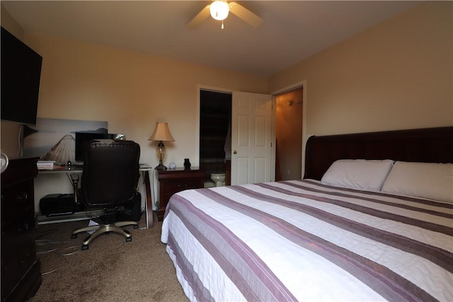 bedroom featuring carpet floors and a ceiling fan