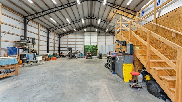 garage featuring metal wall