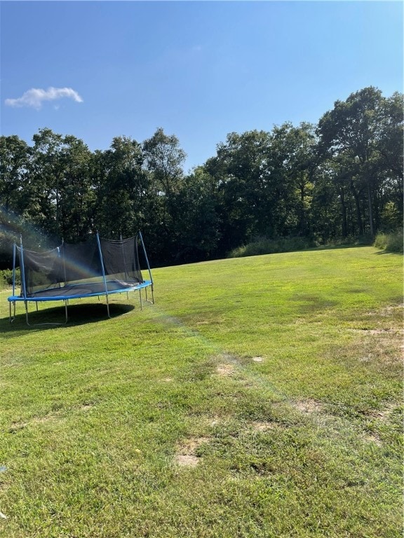 view of yard with a trampoline