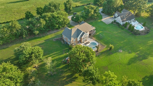 aerial view featuring a rural view