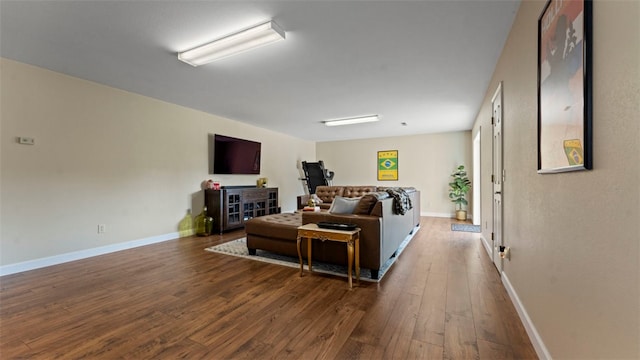 living room with hardwood / wood-style flooring