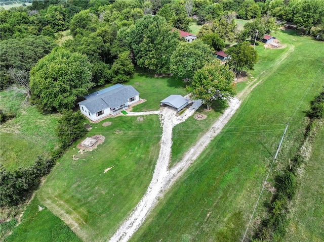 aerial view featuring a rural view