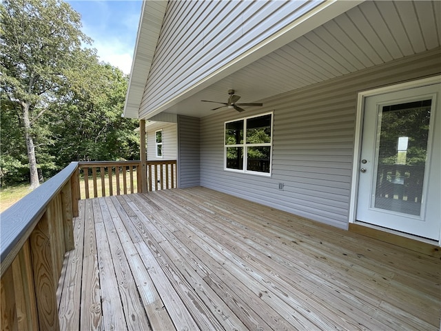 wooden terrace with ceiling fan