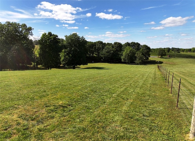 view of yard with a rural view