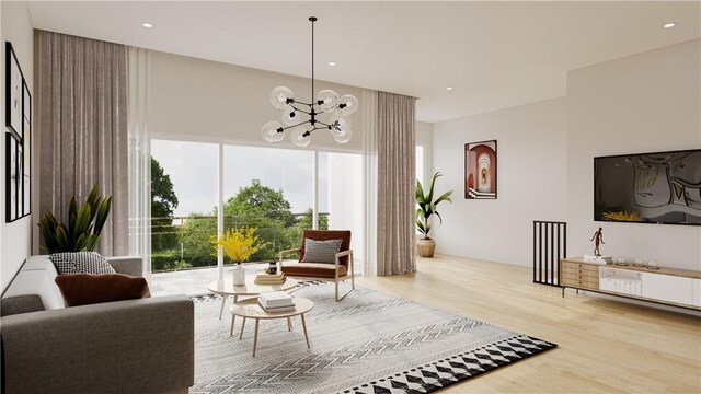 200 NW 9th St, Bentonville, AR 72712 - living area with an inviting chandelier, recessed lighting, and wood finished floors