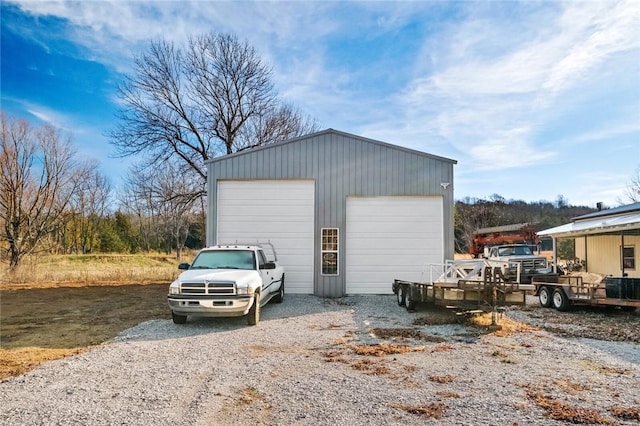 view of detached garage