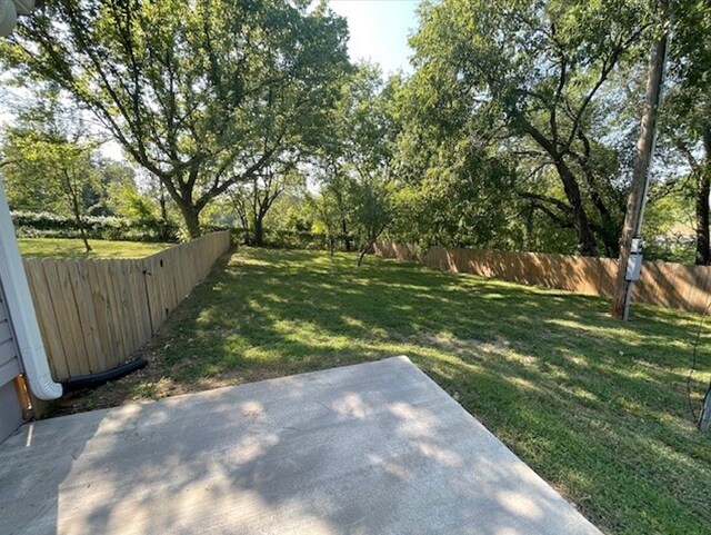 view of yard featuring a patio area and a fenced backyard